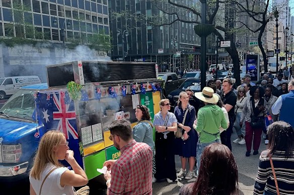 Pugh arranged “democracy sausages” for some of the 30,000 Australians who voted at the New York consulate.