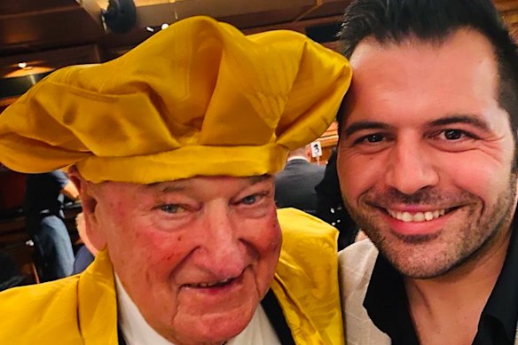 Lindsay Fox poses for a selfie with tenor Mark Vincent during Fox’s birthday party.