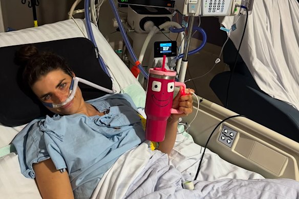 Jess Fox after surgery to remove a tumour from her kidney.