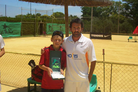 A young de Minaur with coach Adolfo Gutierrez, who met him when he was just nine.