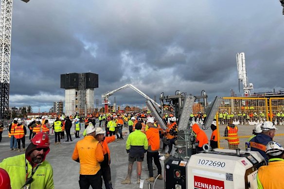 A site meeting for the Team Taylor charity at the Footscray Hospital project.