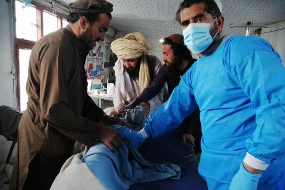 Earthquake victims from Kayani, Paktika, are treated in hospital.