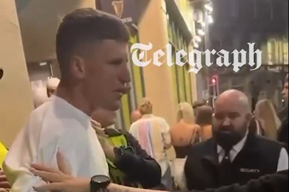 Footage has emerged of England cricketer Brydon Carse being handcuffed and arrested outside a Derby nightclub days before the second Test against Pakistan.