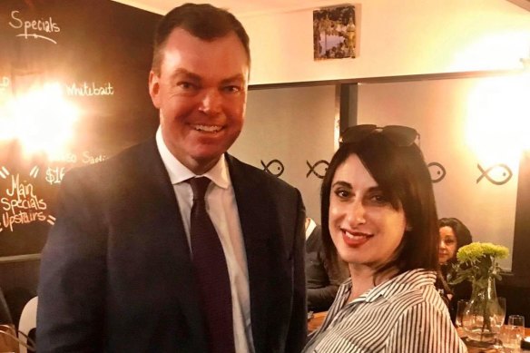 Restaurant owner Michelle Loielo, plaintiff on the case against Victoria's curfew, with Victorian shadow attorney-general Edward O'Donohue,