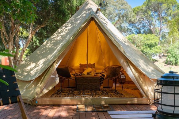 Bell tent  accommodation at BIG4 Castlemaine Gardens Holiday Park.