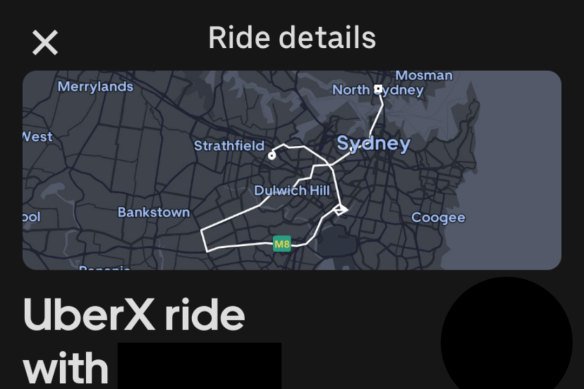 Nadia’s Uber trip, when the driver got lost.