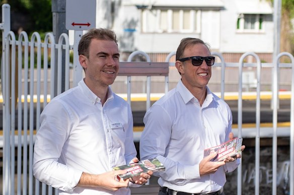 Steven Miles campaigns in Stafford alongside Labor candidate Luke Richmond.