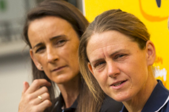 Natalie Wood (right) will be Essendon’s inaugural AFLW coach.