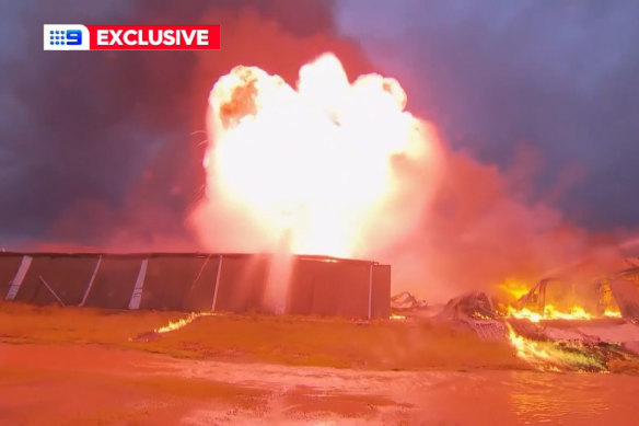 The massive factory blaze took 150 firefighters to contain. 
