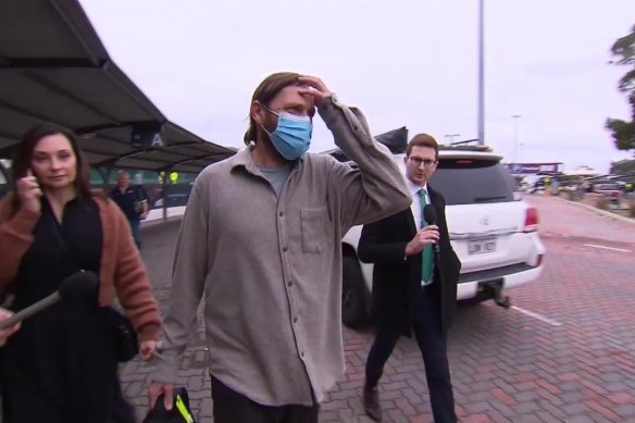 Tobias Moran returns to Perth after being granted bail on a murder charge.