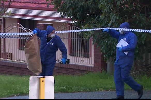 Police at the scene of a fatal stabbing in Bassendean, Perth on August 20. 