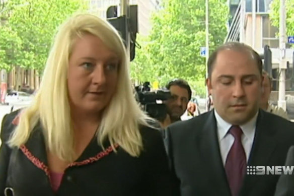 Nicola Gobbo with then-client Tony Mokbel outside a court in 2004.