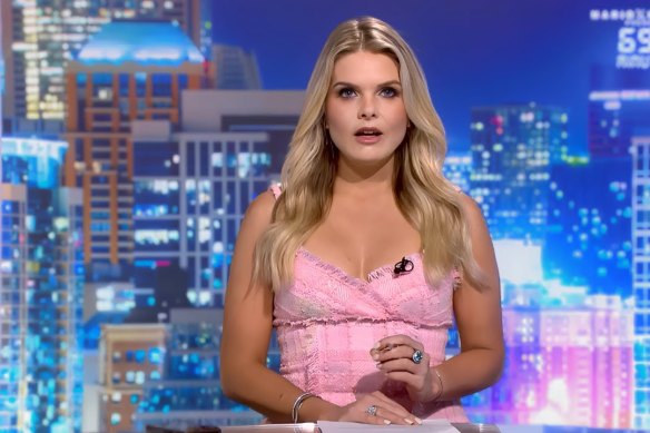 Erin Molan on the set of 69 X Minutes.