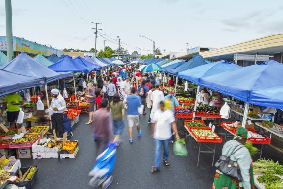 Every Sunday the Global Food Markets set up next to Woodridge Station with fresh produce from local growers.
