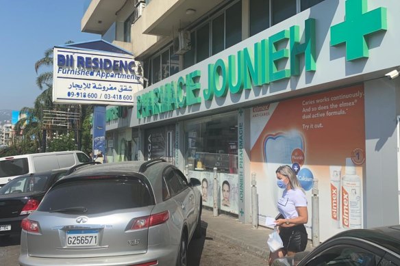 The Jounieh Pharmacy near Beirut. Its owner, Joy Abou Diwan, can only access 10 per cent of her normal supply of medication.