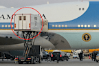a catering truck attached to Air Force One in Turkey.