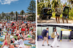Backpackers at Bronte Beach on Christmas.