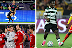 Aussie Gianni Stensness celebrates his goal against Bayern Munich, while Nestory Irankunda was a standout for Sporting.