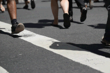 A looper of people walking