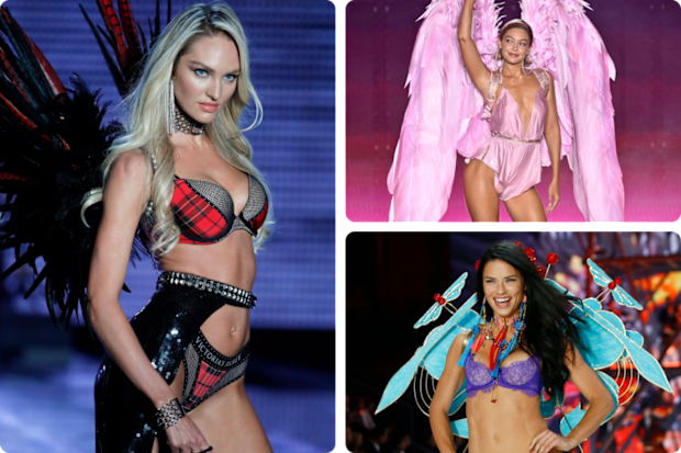 Candice Swanepoel, Gigi Hadid and Adriana Lima on the Victoria’s Secret Fashion Show runway through the years