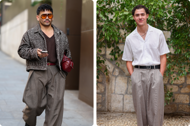 Men wearing pleated pants in 2026