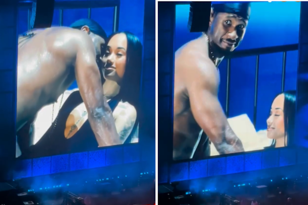 Usher’s awkward onstage encounter with uncomfortable fan