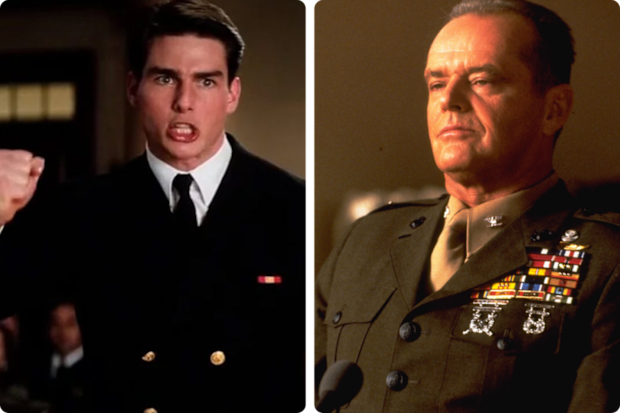 Jack Nicholson and Tom Cruise in their most iconic scene from A Few Good Men.