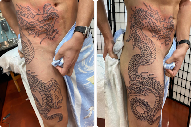 Actor Joe Manganiello revealed this huge tattoo covering scars from his seven-year health battle.
