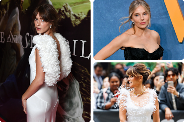 Daisy Edgar-Jones, Sienna Miller and Penelope Cruz wearing feathered gowns, September 2026