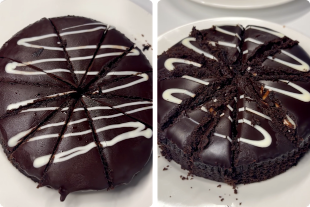 A classic Woolworths mudcake and the gluten-free version.