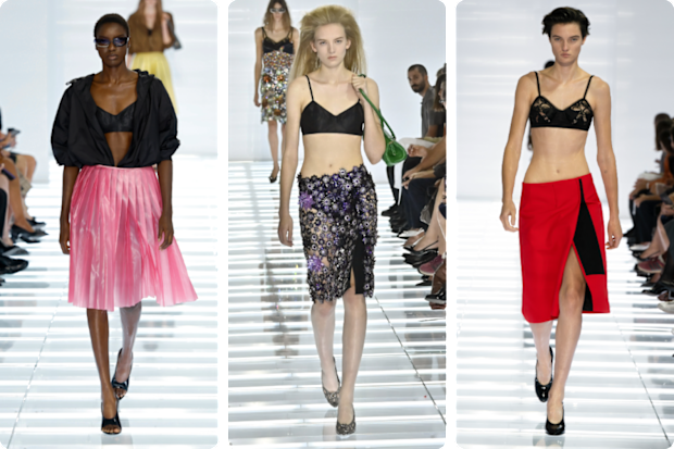 Skirts on the Prada runway at Milan Fashion Week, September 2026