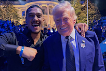 Jai Opetaia poses for a photo with Donald Trump.