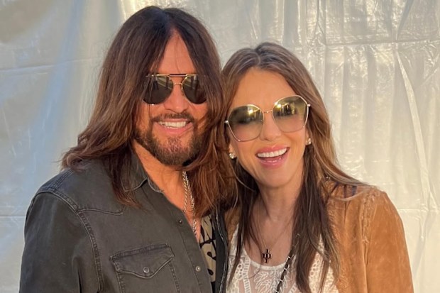 Elizabeth Hurley and Billy Ray Cyrus in Stagecoach 2026
