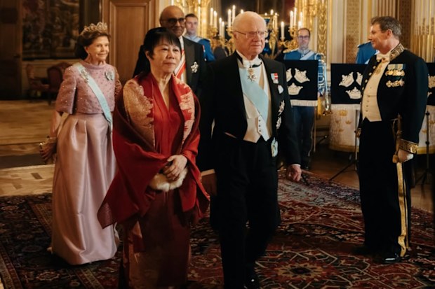 State banquet at Stockholm Palace, Sweden with King Carl XVI Gustaf and Queen Silvia hosting Singapore’s President Tharman Shanmugaratnam and his wife Jane Ittogi.