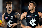 Carlton players Lachie Cowan (left) and Will Hayward