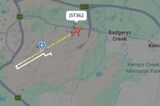 The passenger flight departs the new Western Sydney Airport