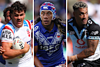 From left: England’s Herbie Farnworth, Samoa’s Jarome Luai and Fiji’s Api Koroisau.