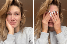 Goodrem broke down in footage filmed in the days after her injury.