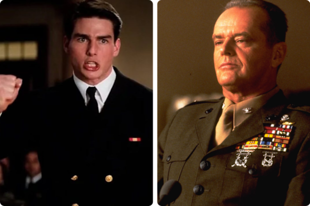 Jack Nicholson and Tom Cruise in their most iconic scene from A Few Good Men.