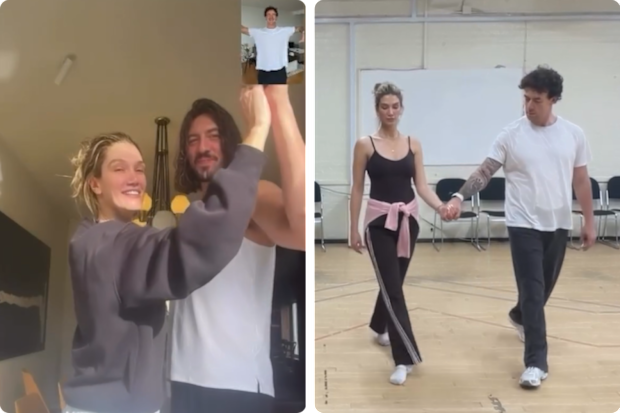 Delta Goodrem practiced with her husband before returning to Strictly Come Dancing after her recent rib injury.