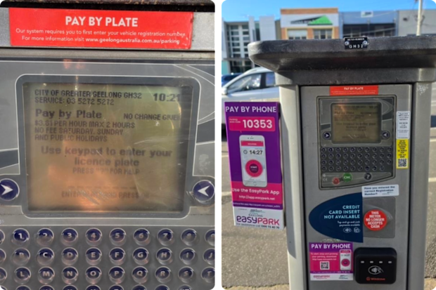 A screen on a parking meter in Geelong.