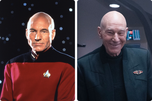 Sir Patrick Stewart as Captain Picard in Star Trek: The Next Generation and more recently in Star Trek: Picard.