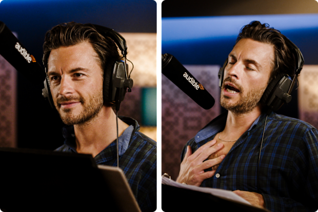 Jonathan Bailey recording a new Audible audio production of Bram Stoker’s Dracula.