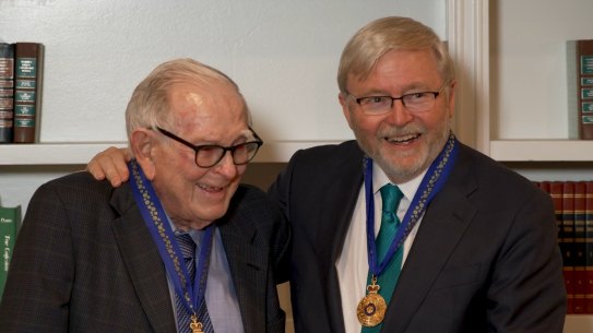 Kevin Rudd presented an Australian honour to John Gorman in August.