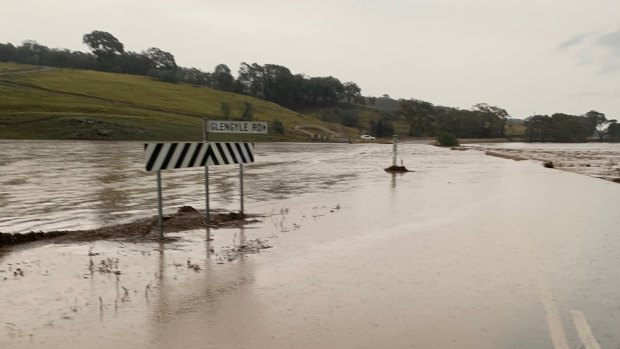 A photo of Glengyle Road during the rains on Tuesday.