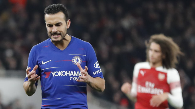 Frustration: Chelsea's Pedro reacts during their defeat to London rivals Arsenal.