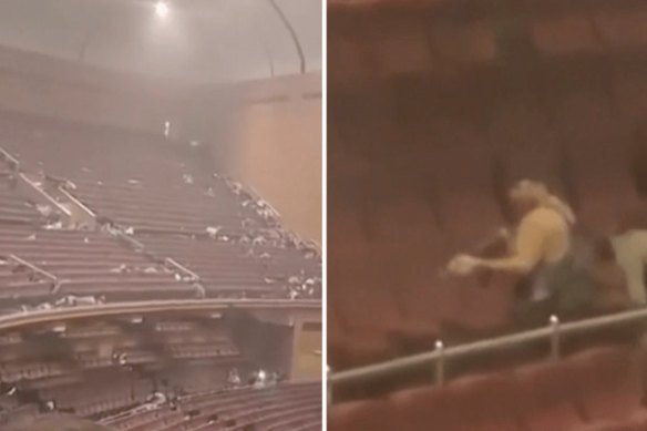 Gunmen attack concertgoers inside a Moscow concert hall.