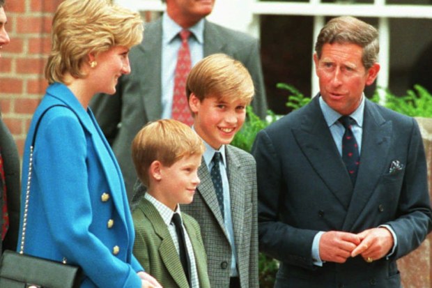 King Charles and his late former wife Diana, princess of Wales, accompany their sons Harry and William to Eton in September 1995.