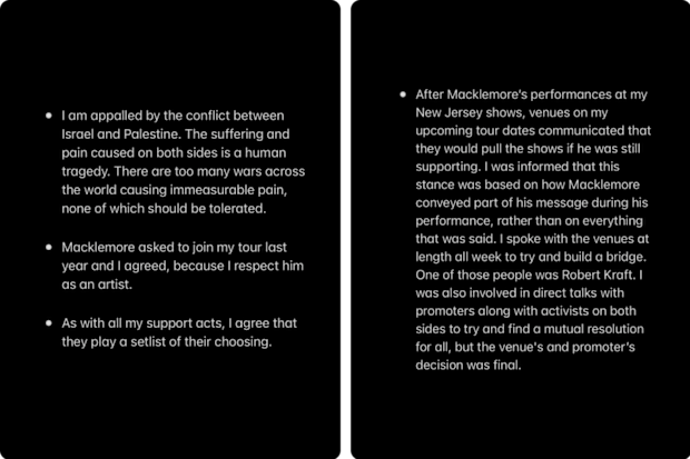 Ed Sheeran issues statement after Macklemore is pulled from tour.