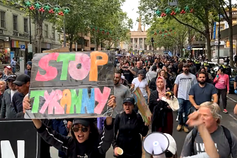 Protesters marched through Melbourneâ€™s CBD once again on Tuesday evening. 